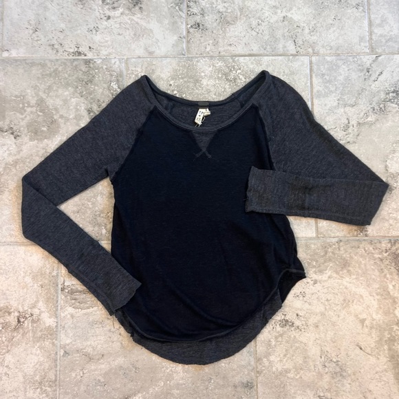 Free People Tops - Vintage Free People Double Layer Baseball Long Sleeve Top